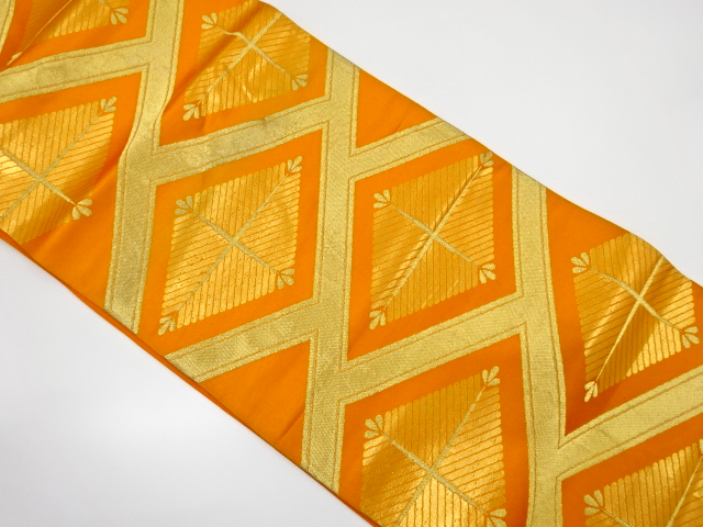 アンティーク　斜め格子に若松模様織り出し袋帯（材料）